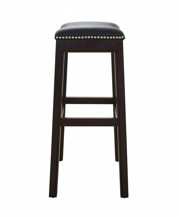Homeroots 31" Black And Espresso Solid Wood Backless Bar Height Bar Chair   384139