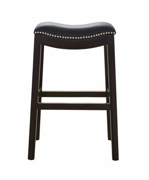 Homeroots 31" Black And Espresso Solid Wood Backless Bar Height Bar Chair   384139