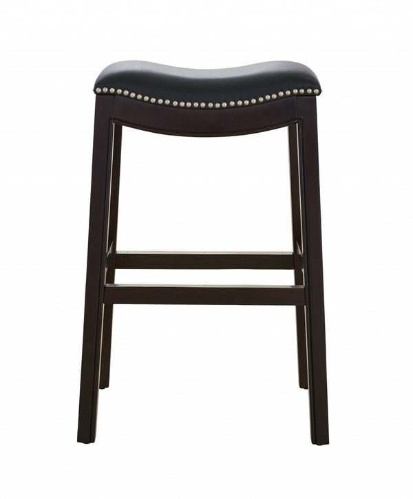 Homeroots 31" Black And Espresso Solid Wood Backless Bar Height Bar Chair   384139