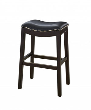 Homeroots 31" Black And Espresso Solid Wood Backless Bar Height Bar Chair   384139