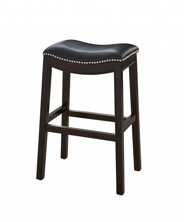 Homeroots 31" Black And Espresso Solid Wood Backless Bar Height Bar Chair   384139