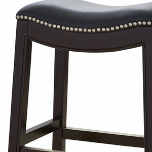 Homeroots 31" Black And Espresso Solid Wood Backless Bar Height Bar Chair   384139