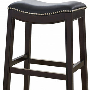 Homeroots 31" Black And Espresso Solid Wood Backless Bar Height Bar Chair   384139
