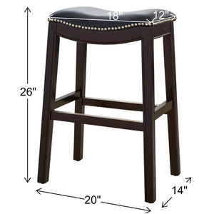 HomeRoots 26" Stylish Black and Espresso Backless Bar Chair with Faux Leather Seat - Perfect for Modern Spaces! 384140