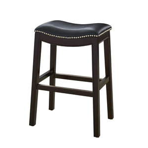 HomeRoots 26" Stylish Black and Espresso Backless Bar Chair with Faux Leather Seat - Perfect for Modern Spaces! 384140