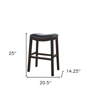Homeroots 26" Black And Espresso Solid Wood Backless Counter Height Bar Chair   384140