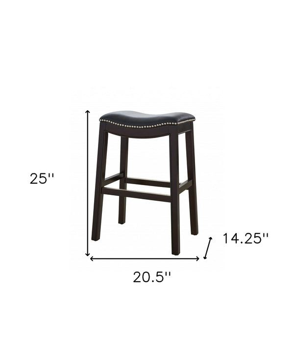 Homeroots 26" Black And Espresso Solid Wood Backless Counter Height Bar Chair   384140