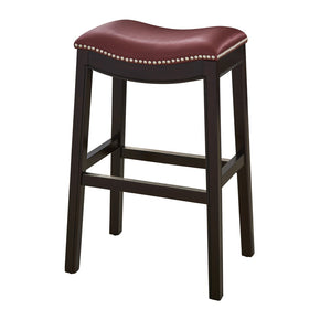 HomeRoots 31" Stylish Backless Bar Stool in Dark Red & Espresso Wood - Comfortable, Modern Design & Easy Assembly 384141