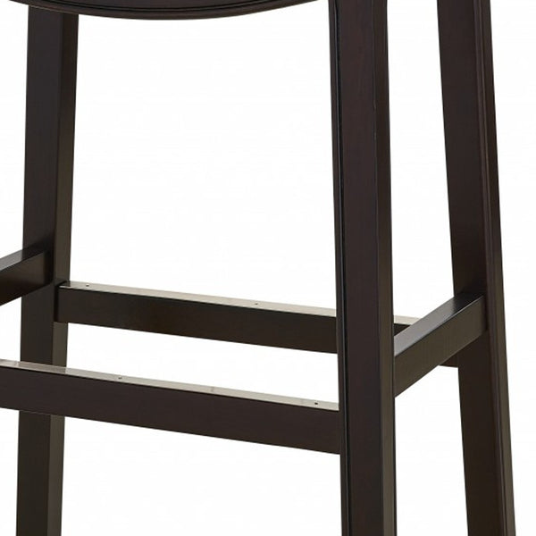 Homeroots 31" Dark Red And Espresso Solid Wood Backless Bar Chair   384141