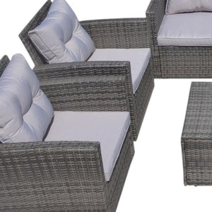 Six Piece Outdoor Wicker Patio Conversation Set with Coffee Table for Backyard Living