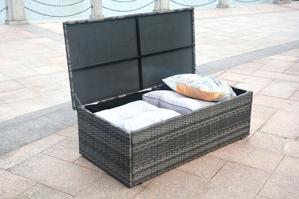 Six Piece Outdoor Wicker Patio Conversation Set with Coffee Table for Backyard Living