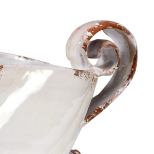 Chelsea House Tuscan Ceramic Oval Bowl Large — Hand-Finished Antique White Distressed Centerpiece With Handles For Display 384150