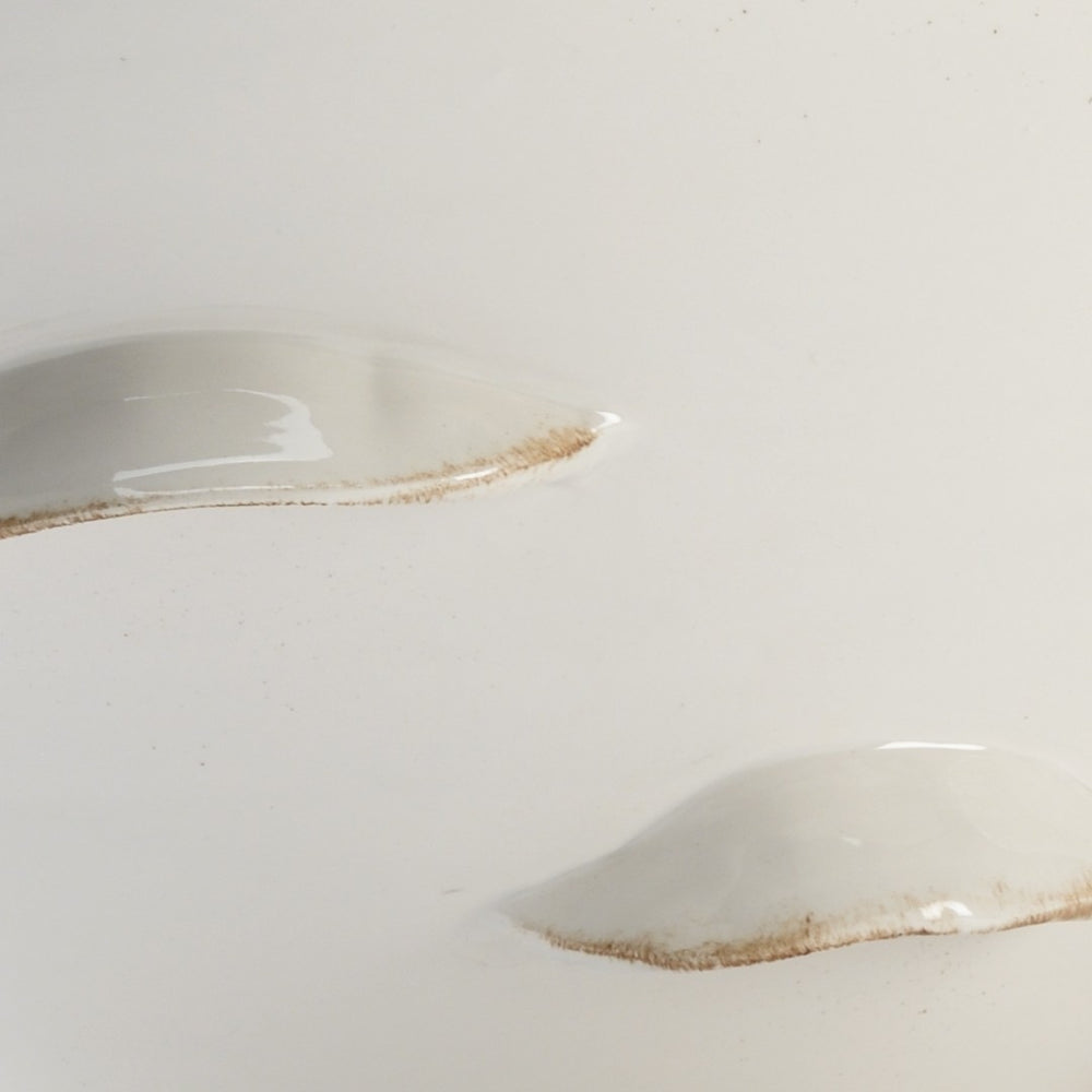 Chelsea House Whiston Hand-Finished Antique White Ceramic Bowl With Sculptural Wave Motif — 19" Wide Centerpiece 384158