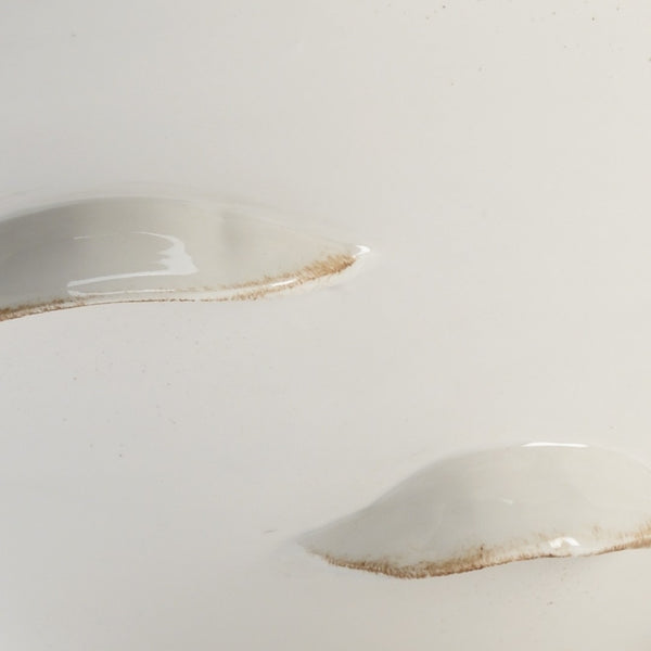 Chelsea House Whiston Hand-Finished Antique White Ceramic Bowl With Sculptural Wave Motif — 19" Wide Centerpiece 384158