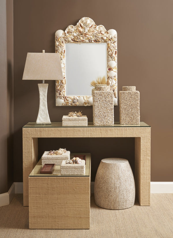 Chelsea House White Shell Boxes Pair With Hand-Applied Nassa Shells, Fabric-Lined Keepsake Boxes For Coastal Decor 384163