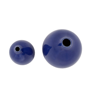 Homeroots Set Of 2 Deep Indigo Blue Ceramic Bulb Vases  Ceramic 384166