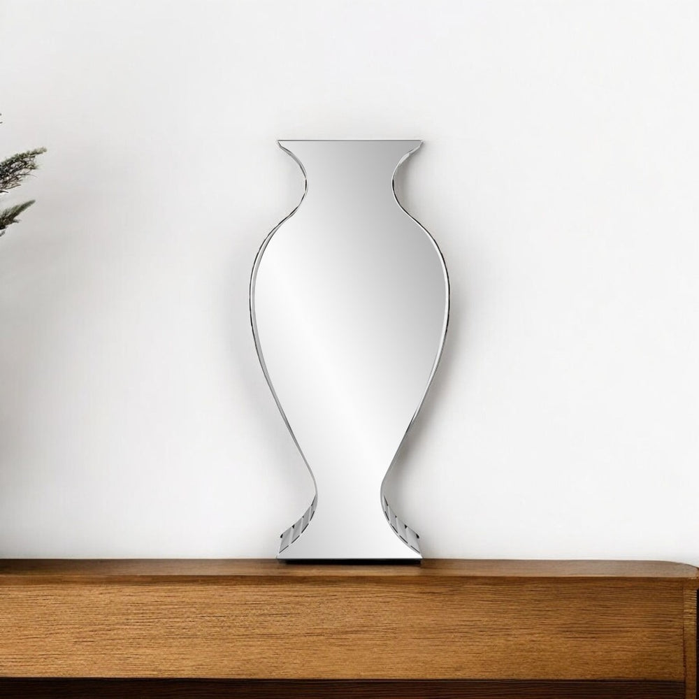HomeRoots 28" Clear Crystal Glass Table Vase - Modern Elegance, Sculptural Design for Floral Arrangements & Decor 384168