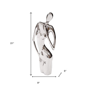 Homeroots 21" Nickel Glass Tabletop Sculpture  Glass 384169