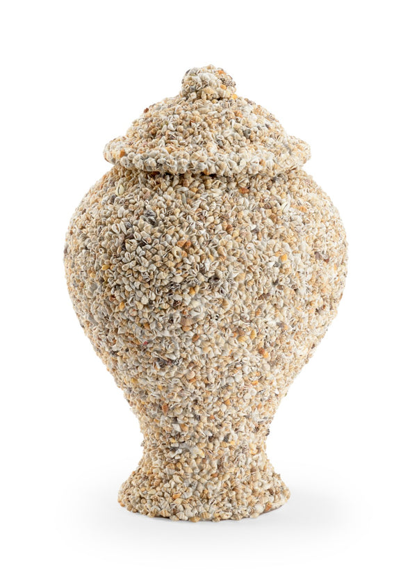 Chelsea House Shell Hand-Applied Nassa Shell Covered Urn 20" H Coastal Memorial Sculpture With Textured Elegance 384170