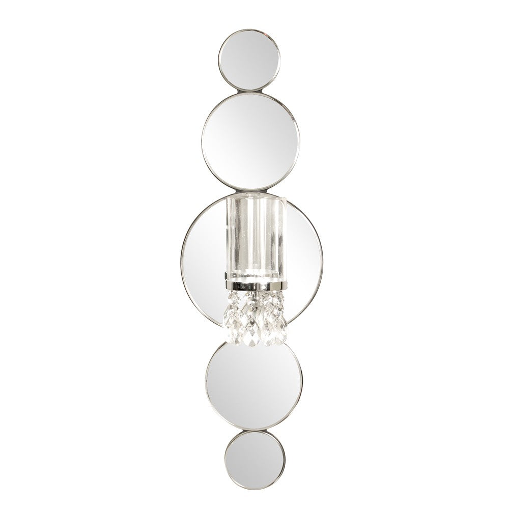 Homeroots Silver And Clear Modern Bling Mirrored Wall Sconce  Glass 384171