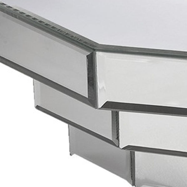 HomeRoots 16" Silver Mirrored Glass Floating Shelf - Glamorous Home Décor for Displaying Accents & Photos 384172