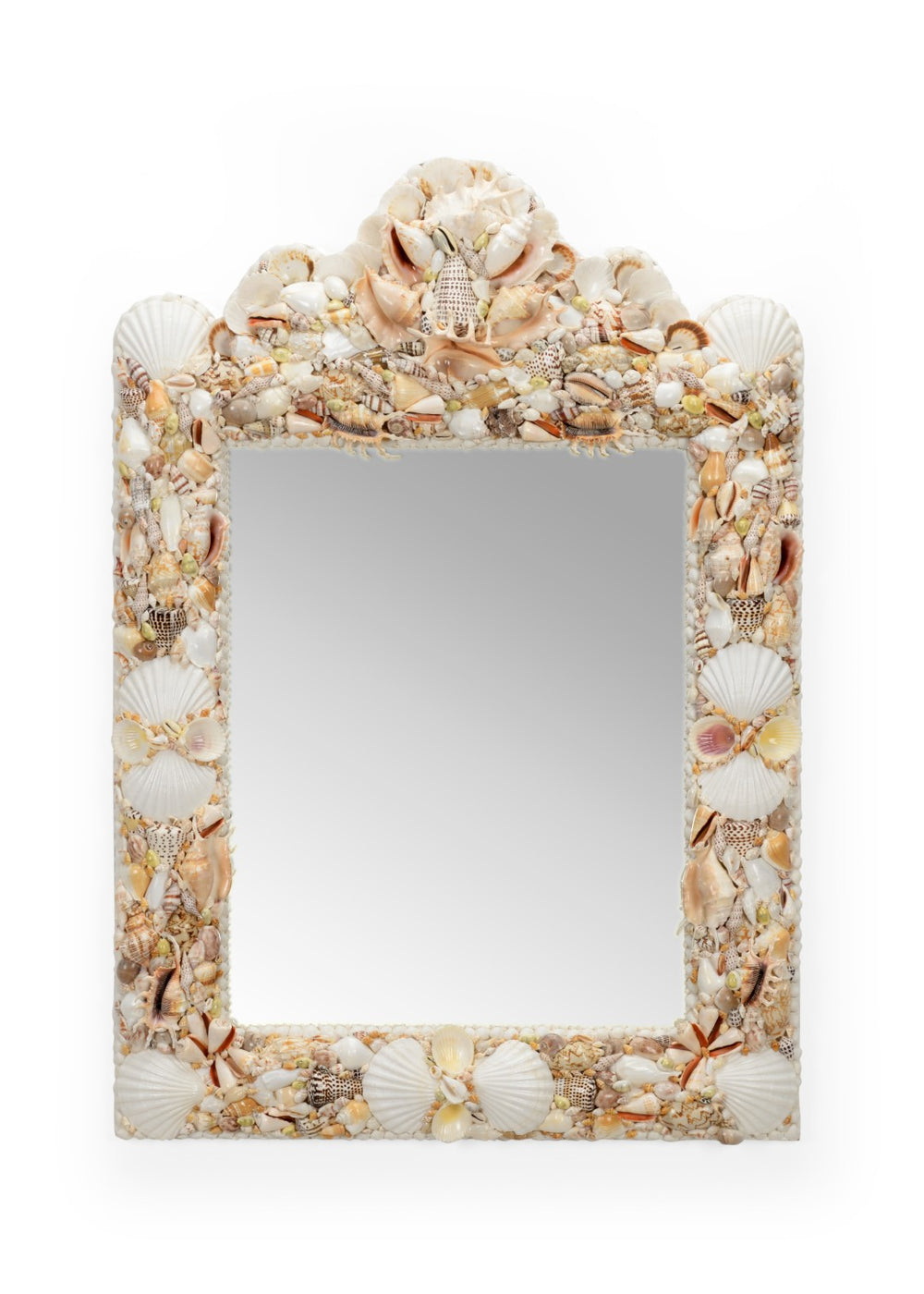 Chelsea House Shell Square Mirror Handcrafted Natural Shell Frame 41"X28" Coastal-Modern Wall Mirror For Bath 384174