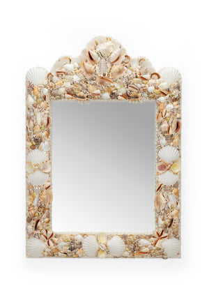 Chelsea House Shell Square Mirror Handcrafted Natural Shell Frame 41"X28" Coastal-Modern Wall Mirror For Bath 384174