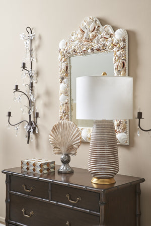 Chelsea House Shell Square Mirror Handcrafted Natural Shell Frame 41"X28" Coastal-Modern Wall Mirror For Bath 384174