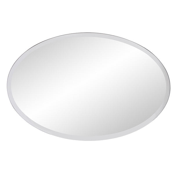 Homeroots Oval Shaped Frameless Mirror  Glass 384174