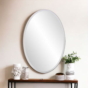 Homeroots Oval Shaped Frameless Mirror  Glass 384174