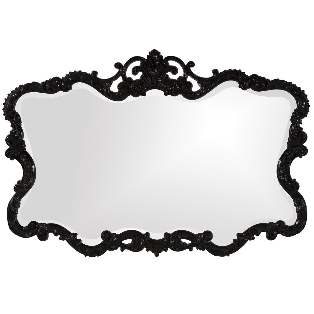 Homeroots 27" Black Ornate Scroll Framed Accent Mirror  Polyurethane 384175