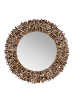 Chelsea House Urchin Round Wall Mirror 38" — Handcrafted Natural Urchin Spine Frame, Coastal Statement Accent 384176