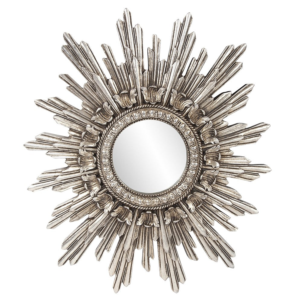 Homeroots Oval Antiqued Silver Leaf Finish Mirror  Polyresin 384176