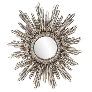 Homeroots Oval Antiqued Silver Leaf Finish Mirror  Polyresin 384176