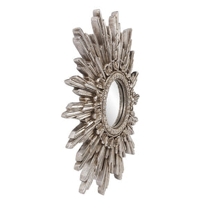 Homeroots Oval Antiqued Silver Leaf Finish Mirror  Polyresin 384176