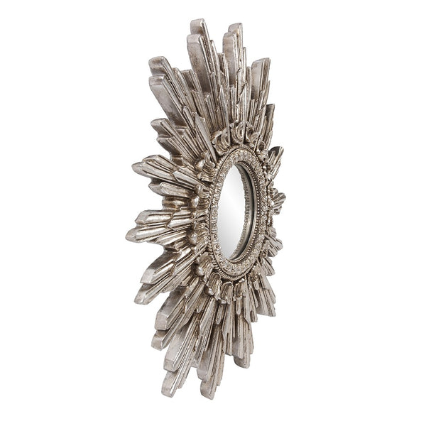 Homeroots Oval Antiqued Silver Leaf Finish Mirror  Polyresin 384176