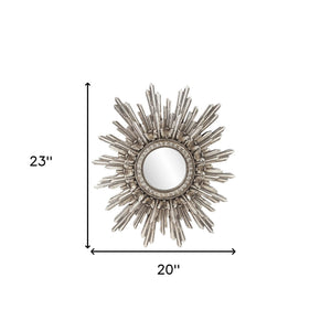 Homeroots Oval Antiqued Silver Leaf Finish Mirror  Polyresin 384176