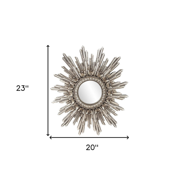 Homeroots Oval Antiqued Silver Leaf Finish Mirror  Polyresin 384176