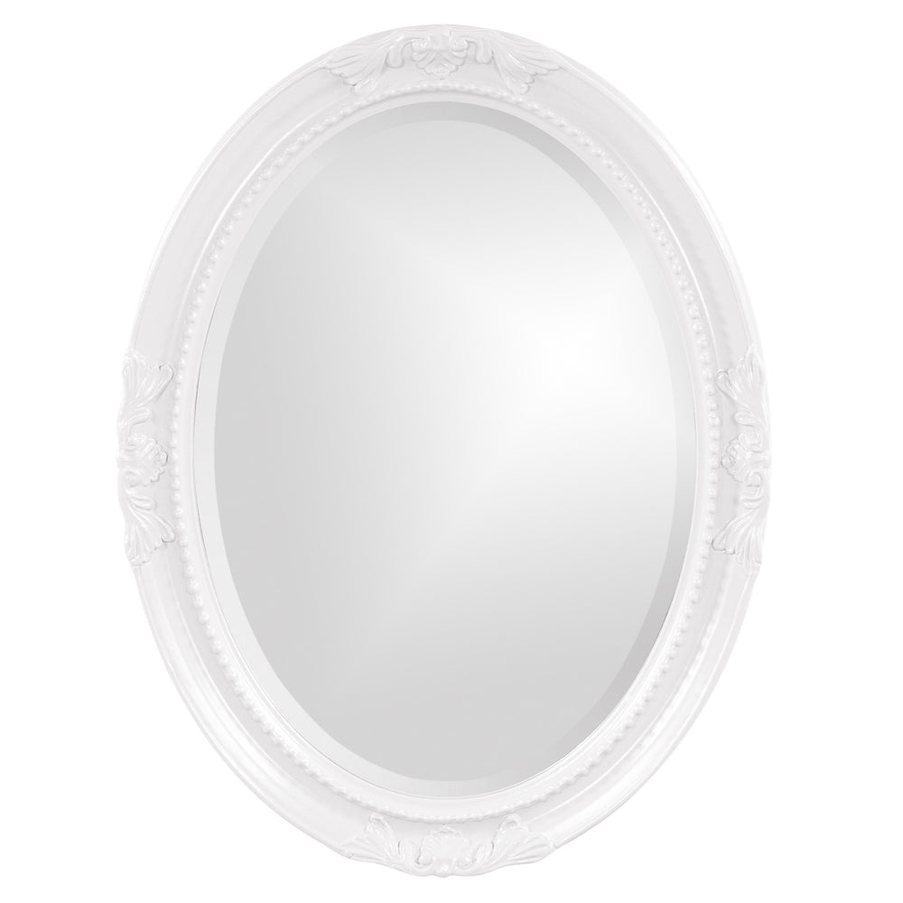 Homeroots Oval Mirror In A Glossy White Wood Frame  Wood 384179