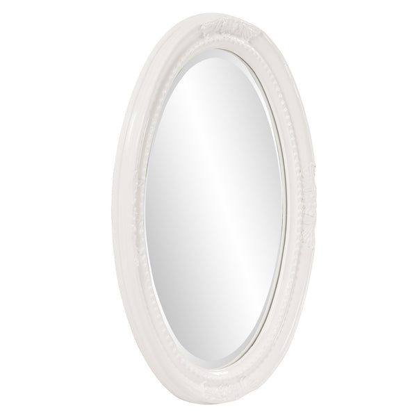 Homeroots Oval Mirror In A Glossy White Wood Frame  Wood 384179