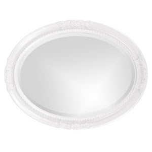 Homeroots Oval Mirror In A Glossy White Wood Frame  Wood 384179