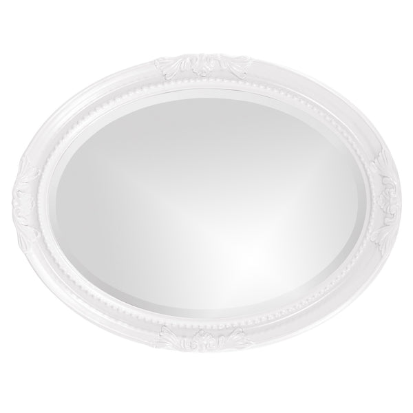 Homeroots Oval Mirror In A Glossy White Wood Frame  Wood 384179