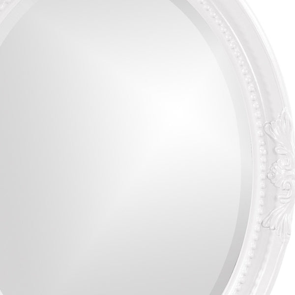 Homeroots Oval Mirror In A Glossy White Wood Frame  Wood 384179