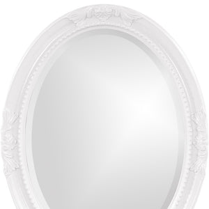 Homeroots Oval Mirror In A Glossy White Wood Frame  Wood 384179