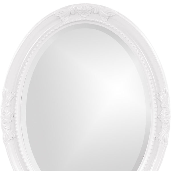 Homeroots Oval Mirror In A Glossy White Wood Frame  Wood 384179