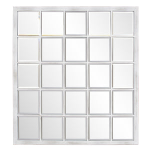 Homeroots Rectangular Whitewash Window Pane Tile Mirror  Metal 384180