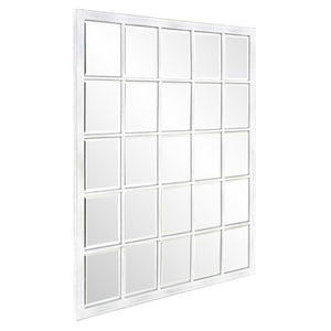 Homeroots Rectangular Whitewash Window Pane Tile Mirror  Metal 384180