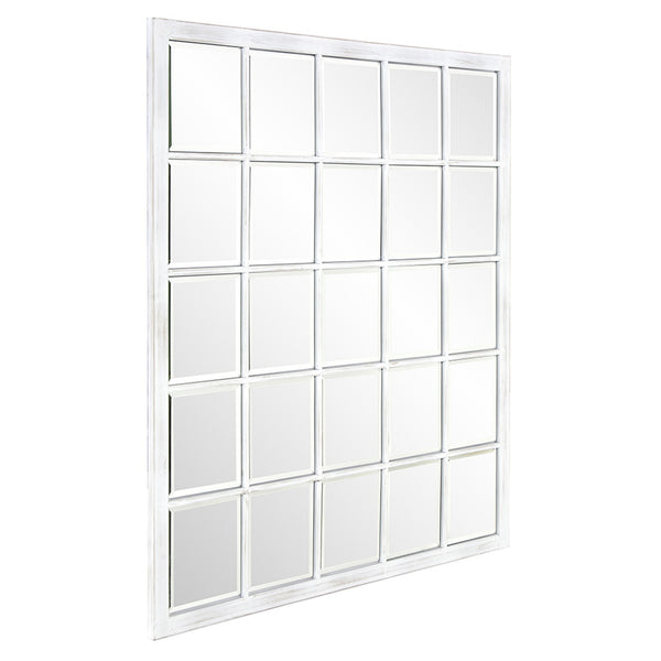 Homeroots Rectangular Whitewash Window Pane Tile Mirror  Metal 384180