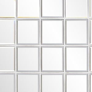 Homeroots Rectangular Whitewash Window Pane Tile Mirror  Metal 384180