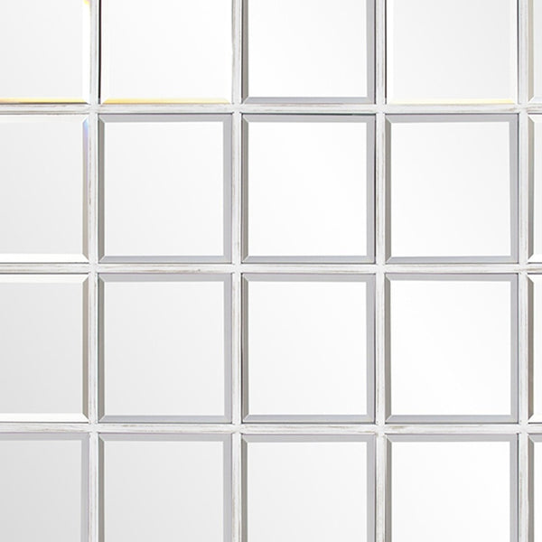Homeroots Rectangular Whitewash Window Pane Tile Mirror  Metal 384180